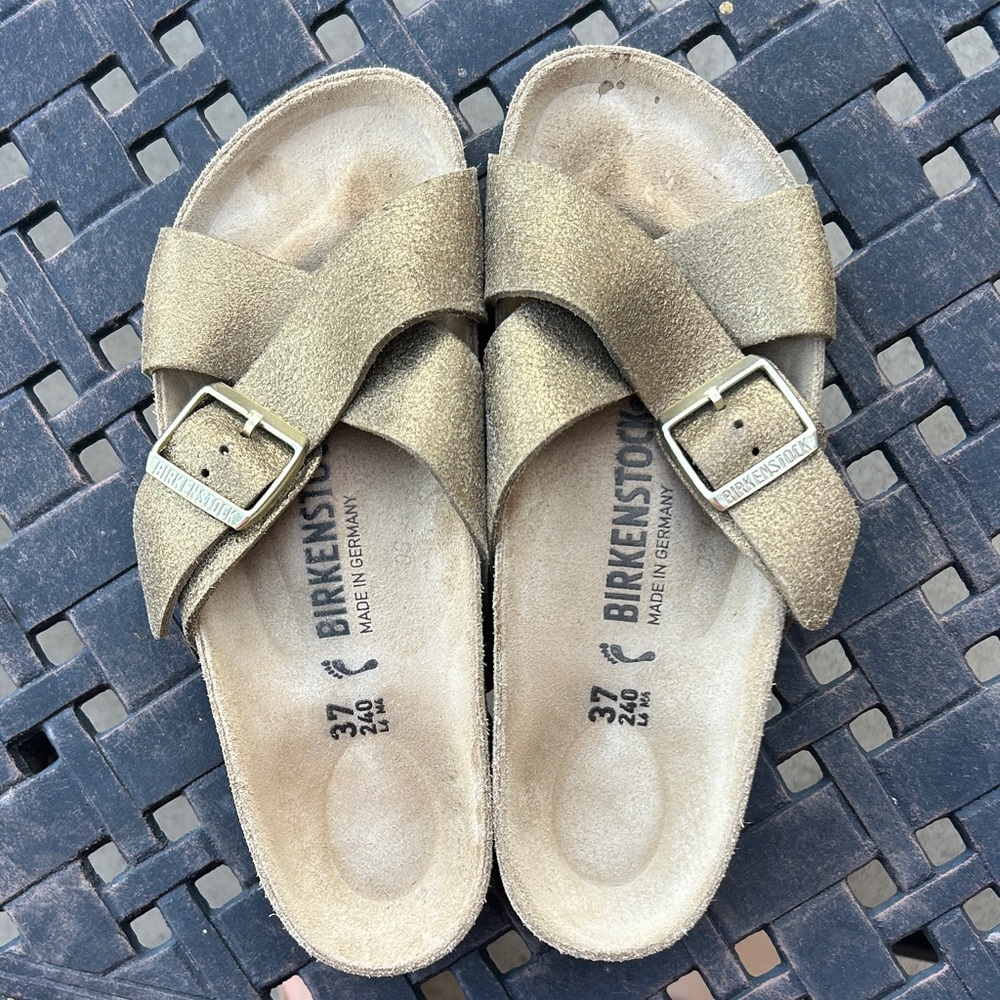 Birkenstock sienna Metallic Gold Sandals footbed